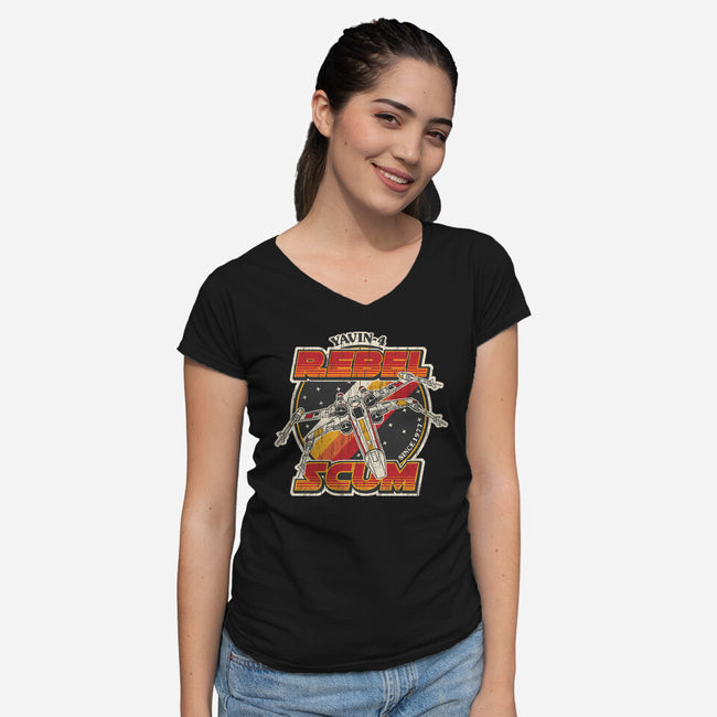 The Rebel Scum-Womens-V-Neck-Tee-SuperEdu