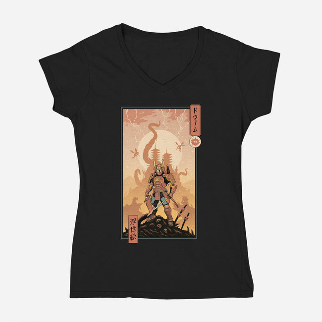 Doom Ukiyo-e-Womens-V-Neck-Tee-vp021