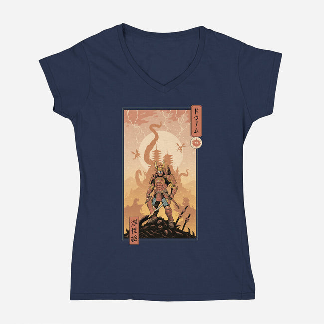 Doom Ukiyo-e-Womens-V-Neck-Tee-vp021