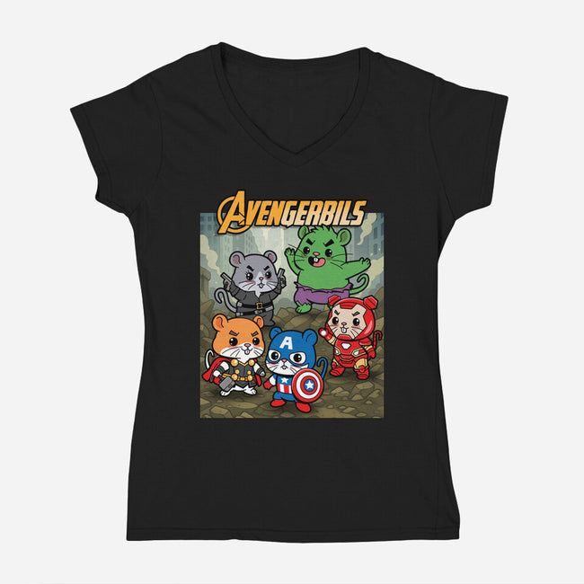 Avengerbils-Womens-V-Neck-Tee-Boggs Nicolas