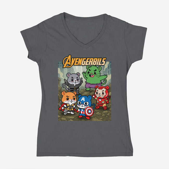 Avengerbils-Womens-V-Neck-Tee-Boggs Nicolas