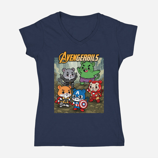 Avengerbils-Womens-V-Neck-Tee-Boggs Nicolas