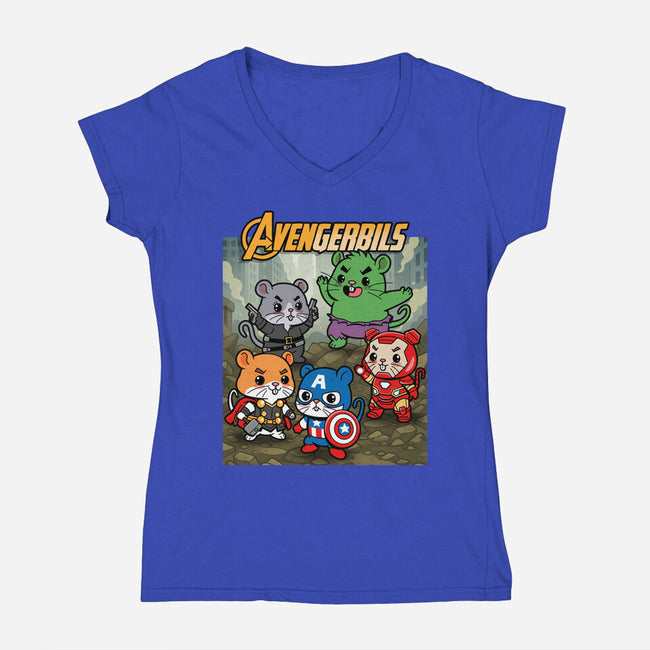 Avengerbils-Womens-V-Neck-Tee-Boggs Nicolas