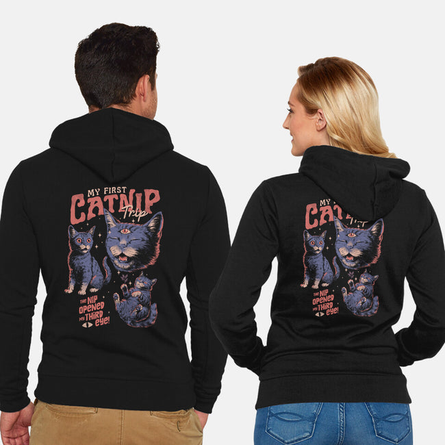 My First Catnip Trip-Unisex-Zip-Up-Sweatshirt-eduely