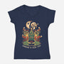 Summoning The Holiday Spirit Frogs-Womens-V-Neck-Tee-eduely
