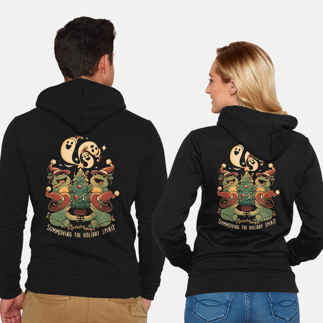 Summoning The Holiday Spirit Frogs-Unisex-Zip-Up-Sweatshirt-eduely
