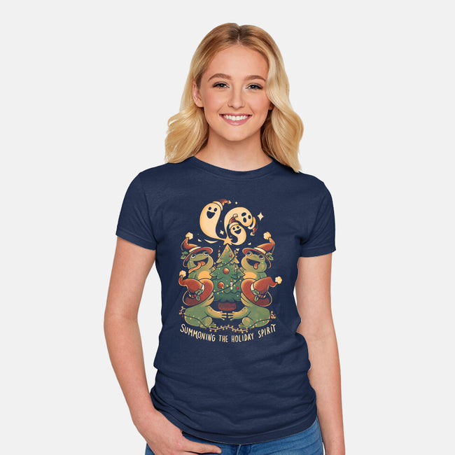 Summoning The Holiday Spirit Frogs-Womens-Fitted-Tee-eduely