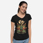 Summoning The Holiday Spirit Frogs-Womens-V-Neck-Tee-eduely