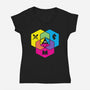 RPG CMYK Dice Venn Diagram-Womens-V-Neck-Tee-Studio Mootant