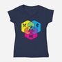 RPG CMYK Dice Venn Diagram-Womens-V-Neck-Tee-Studio Mootant