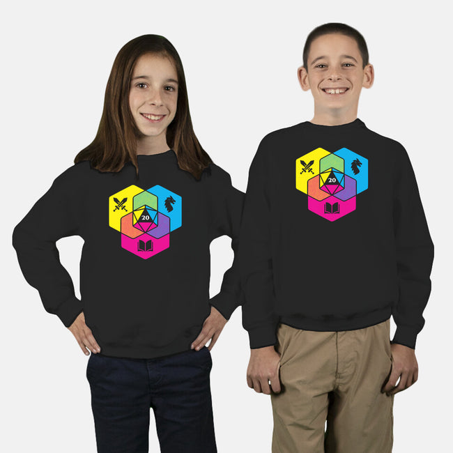 RPG CMYK Dice Venn Diagram-Youth-Crew Neck-Sweatshirt-Studio Mootant