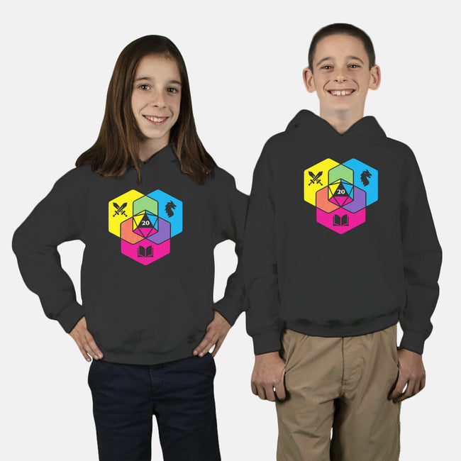 RPG CMYK Dice Venn Diagram-Youth-Pullover-Sweatshirt-Studio Mootant