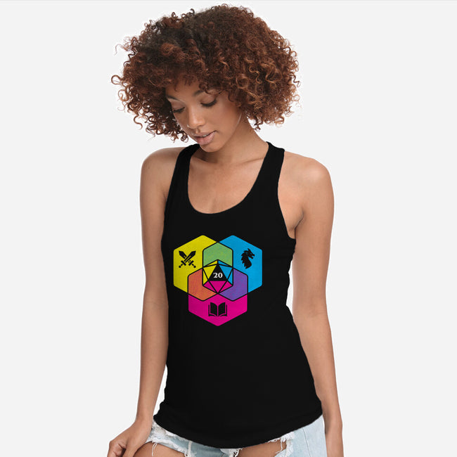 RPG CMYK Dice Venn Diagram-Womens-Racerback-Tank-Studio Mootant
