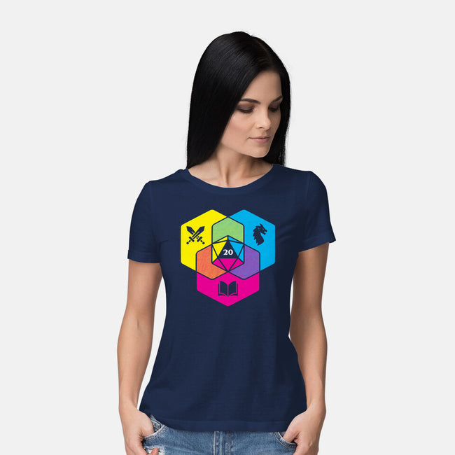 RPG CMYK Dice Venn Diagram-Womens-Basic-Tee-Studio Mootant