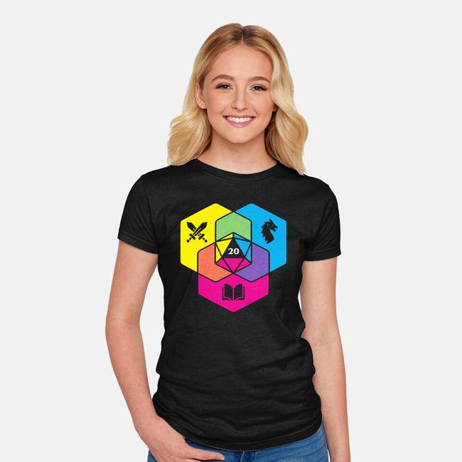 RPG CMYK Dice Venn Diagram-Womens-Fitted-Tee-Studio Mootant