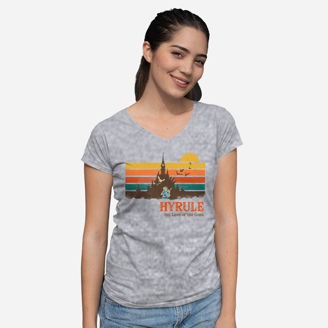 The Land Of Gods-Womens-V-Neck-Tee-dandingeroz