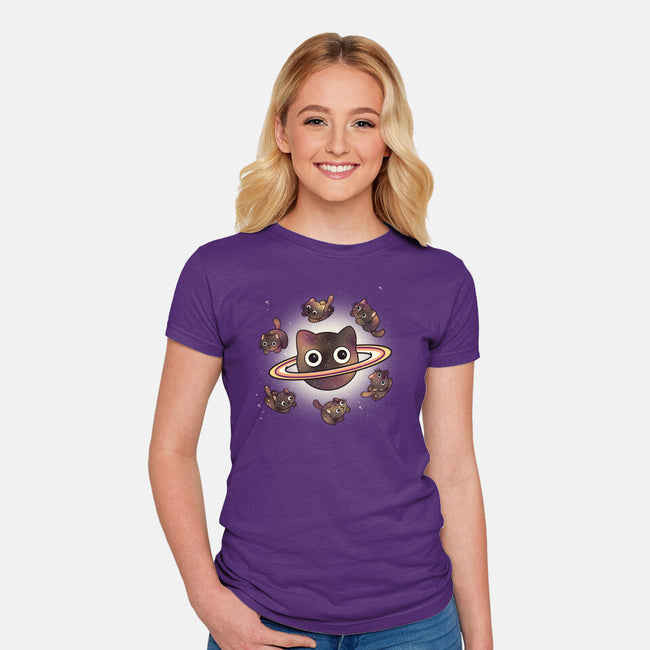 Space Galaxy Cats-Womens-Fitted-Tee-Freecheese