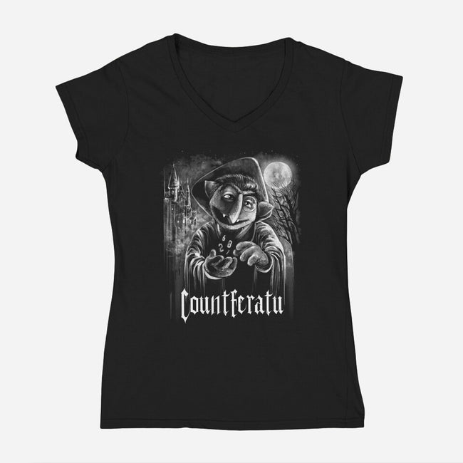 Count Feratu-Womens-V-Neck-Tee-zascanauta
