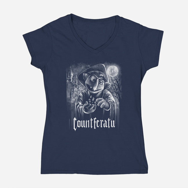 Count Feratu-Womens-V-Neck-Tee-zascanauta