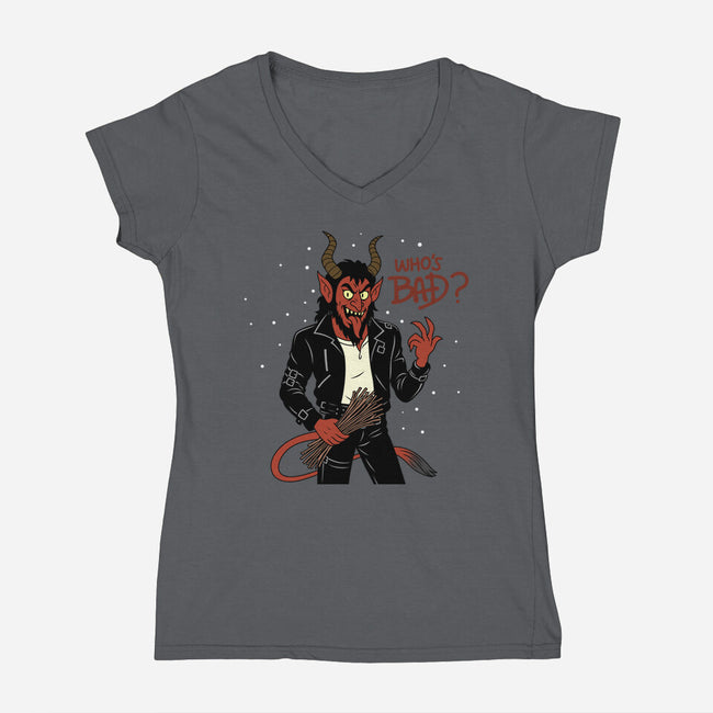 Who's Bad-Womens-V-Neck-Tee-Boggs Nicolas