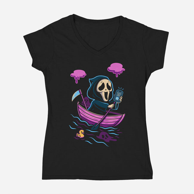 Death On Board-Womens-V-Neck-Tee-Donnie