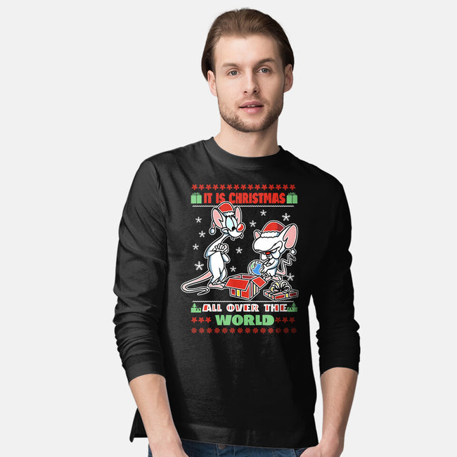 It's Christmas All Over The World-Mens-Long Sleeved-Tee-fanfabio