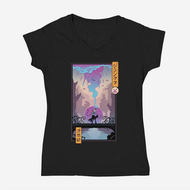 Arcane Ukiyo-e-Womens-V-Neck-Tee-vp021