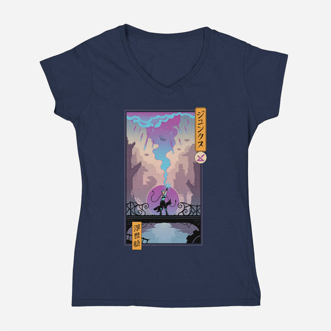 Arcane Ukiyo-e-Womens-V-Neck-Tee-vp021