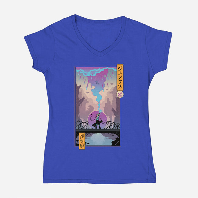 Arcane Ukiyo-e-Womens-V-Neck-Tee-vp021