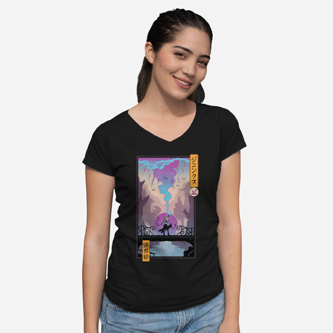 Arcane Ukiyo-e-Womens-V-Neck-Tee-vp021