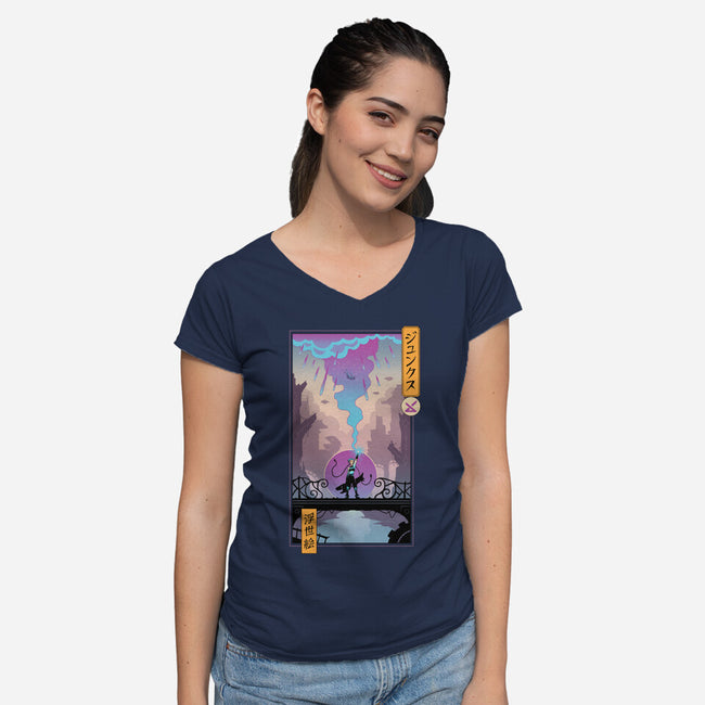Arcane Ukiyo-e-Womens-V-Neck-Tee-vp021