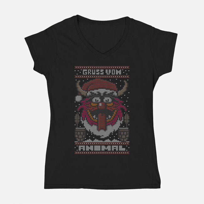 Gruss Vom Animal-Womens-V-Neck-Tee-jrberger