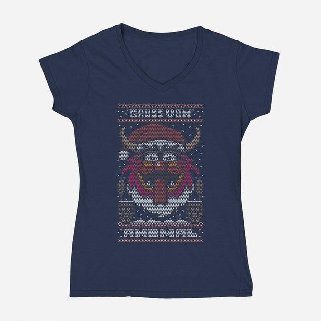 Gruss Vom Animal-Womens-V-Neck-Tee-jrberger