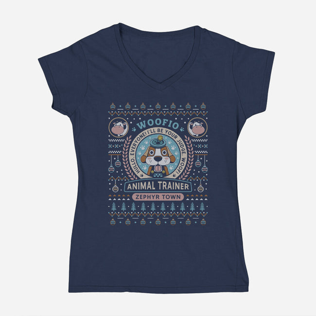 Woofio Zephyr Town Ugly Sweater-Womens-V-Neck-Tee-LAGELANTEE