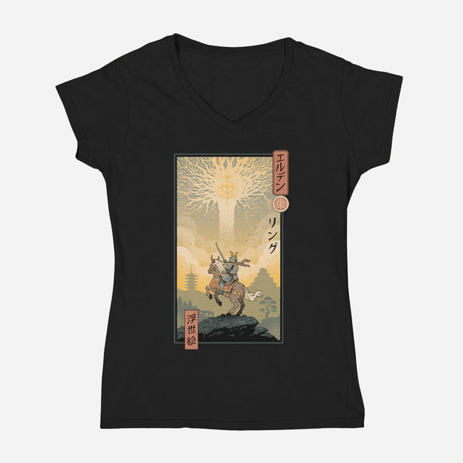 Elder Ring Ukiyo-e-Womens-V-Neck-Tee-vp021