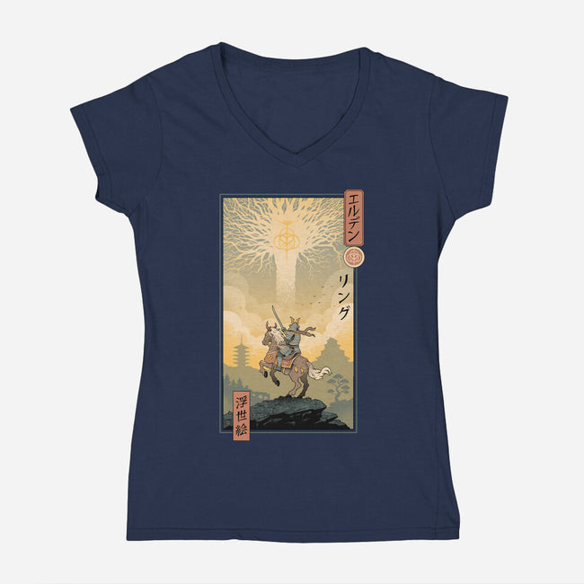 Elder Ring Ukiyo-e-Womens-V-Neck-Tee-vp021