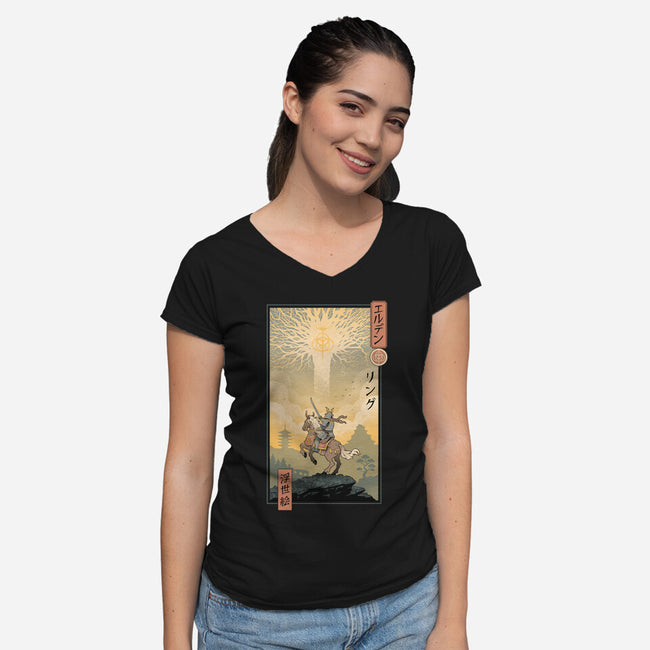 Elder Ring Ukiyo-e-Womens-V-Neck-Tee-vp021