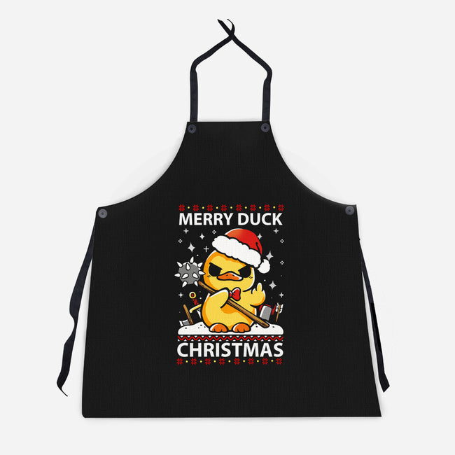 Merry Duck Christmas-Unisex-Kitchen-Apron-Vallina84