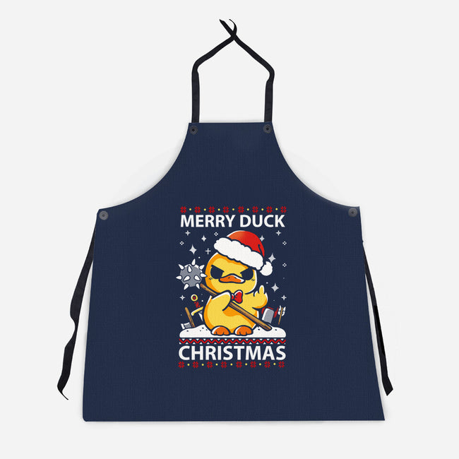 Merry Duck Christmas-Unisex-Kitchen-Apron-Vallina84