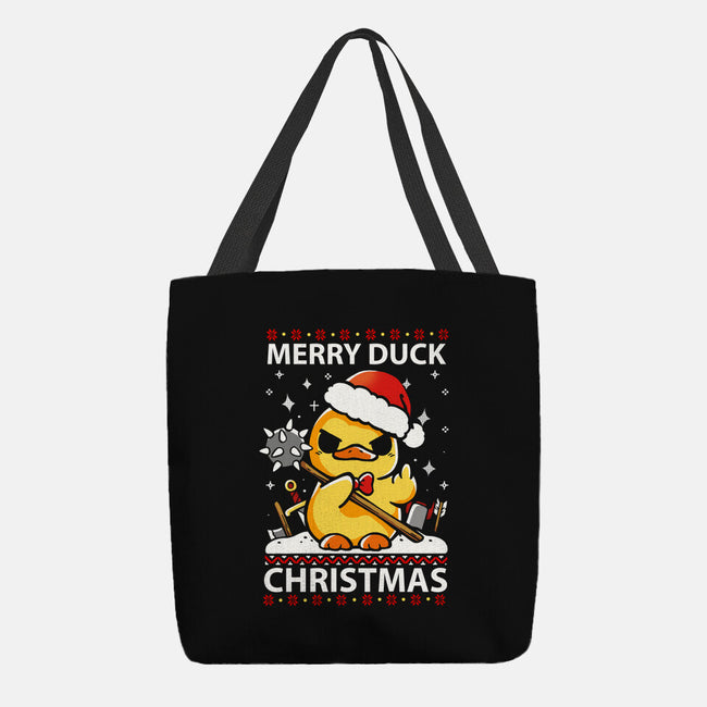 Merry Duck Christmas-None-Basic Tote-Bag-Vallina84