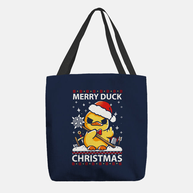 Merry Duck Christmas-None-Basic Tote-Bag-Vallina84