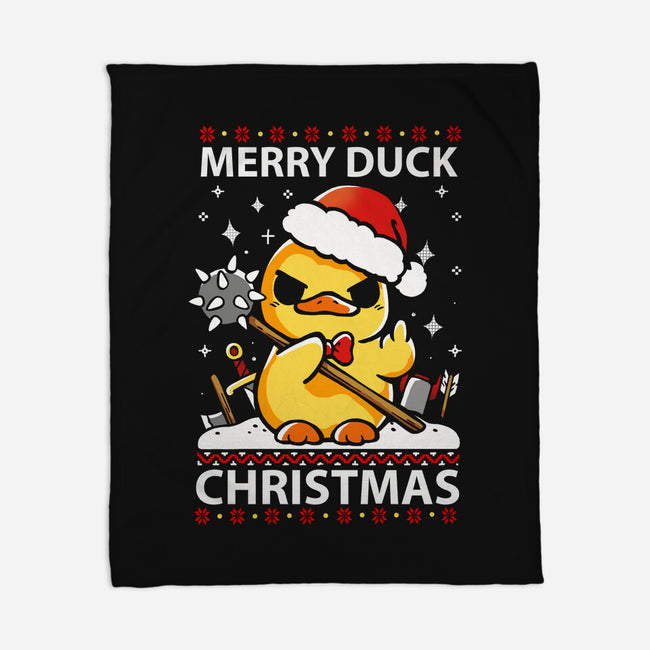 Merry Duck Christmas-None-Fleece-Blanket-Vallina84