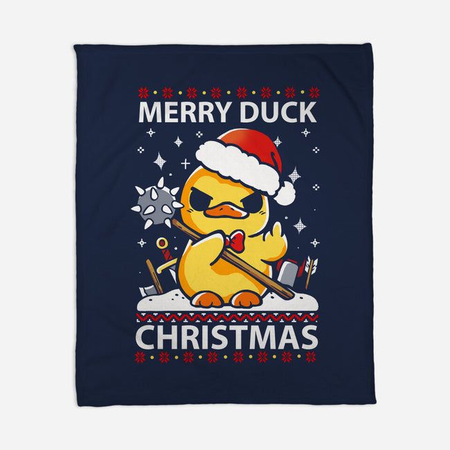 Merry Duck Christmas-None-Fleece-Blanket-Vallina84