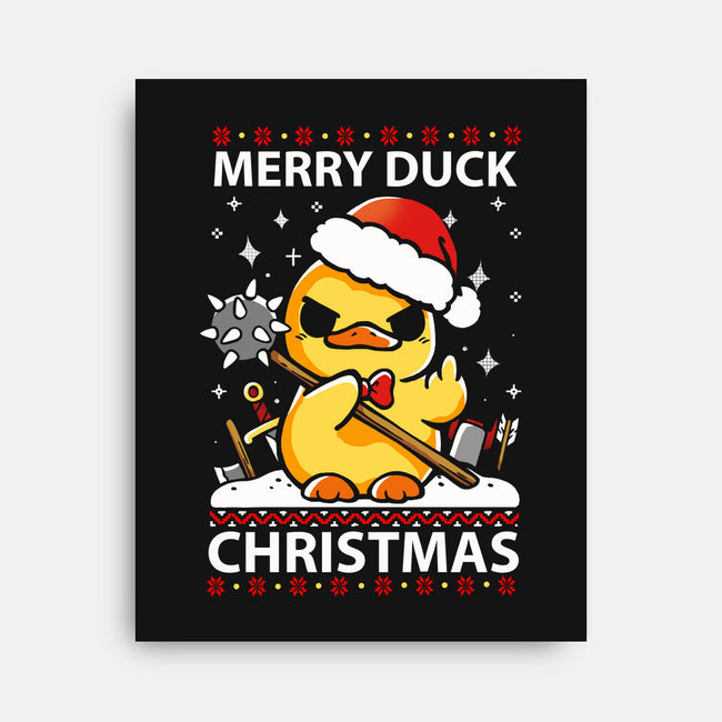 Merry Duck Christmas-None-Stretched-Canvas-Vallina84
