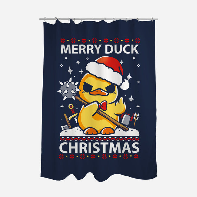 Merry Duck Christmas-None-Polyester-Shower Curtain-Vallina84