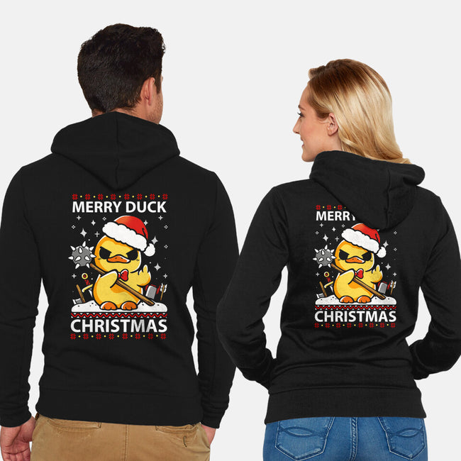 Merry Duck Christmas-Unisex-Zip-Up-Sweatshirt-Vallina84