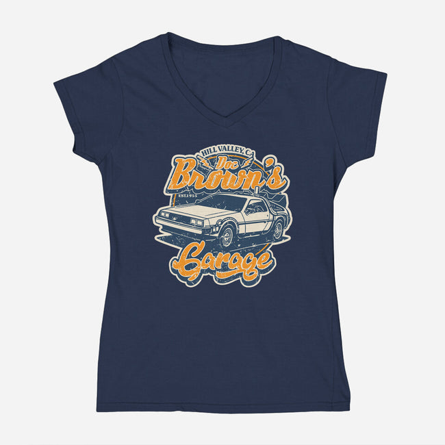 Doc Brown's Garage-Womens-V-Neck-Tee-SuperEdu
