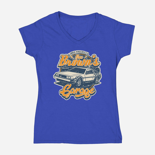 Doc Brown's Garage-Womens-V-Neck-Tee-SuperEdu