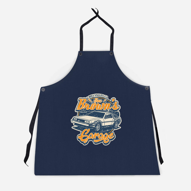 Doc Brown's Garage-Unisex-Kitchen-Apron-SuperEdu