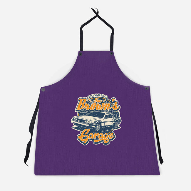 Doc Brown's Garage-Unisex-Kitchen-Apron-SuperEdu